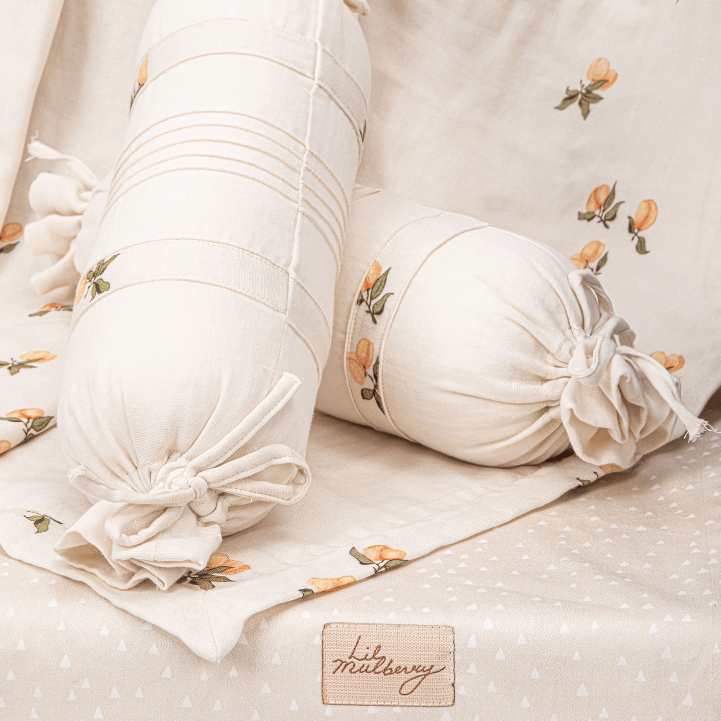 Peach Play Muslin Cot Bedding Set with blanket